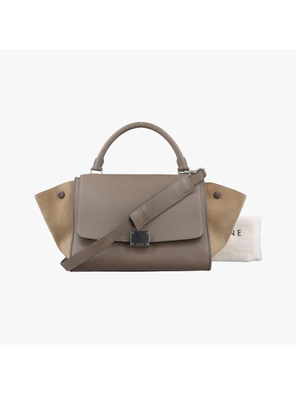 Celine Trapeze Gray Suede Leather Handbag